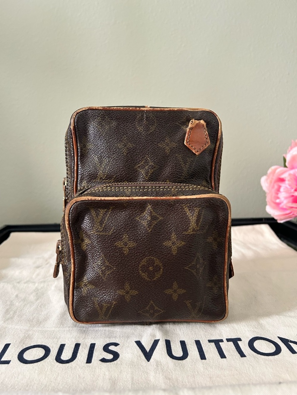 Louis Vuitton Monogram Double Zip Pouch Utility Bag Vintage